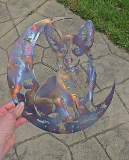 Corgi Moon Metal Wall Art