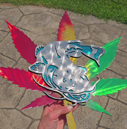 Video showing cannabis leaf and fish metal art by Elite Metalworking