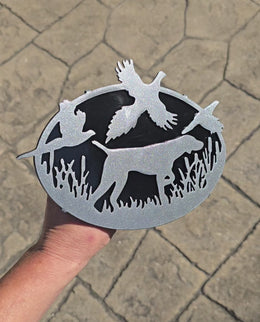 German Shorthaired Pointer Pheasant Hunting Metal Hitch Cover
