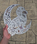 Dachshund (Longhaired) "On The Moon" Metal Art