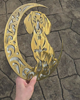 Dachshund Moon Metal Wall Art