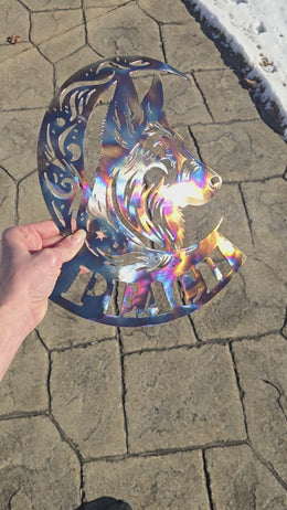 Belgian Malinois Moon Metal Wall Art