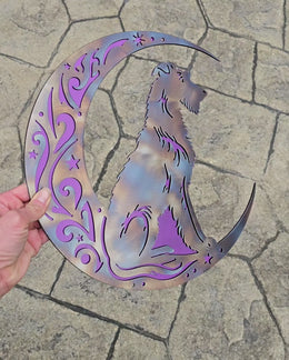 Irish Wolfhound Moon Metal Wall Art