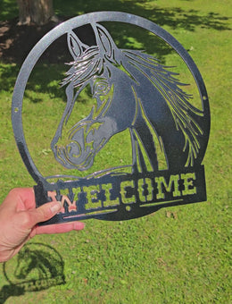 Horse Welcome Metal Wall Art
