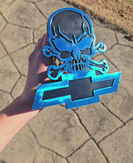 Chevy Skull Metal Hitch Cover