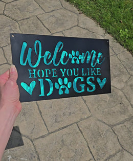 Welcome Dog Lovers Metal Wall Art