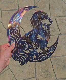 Dachshund Moon Metal Wall Art