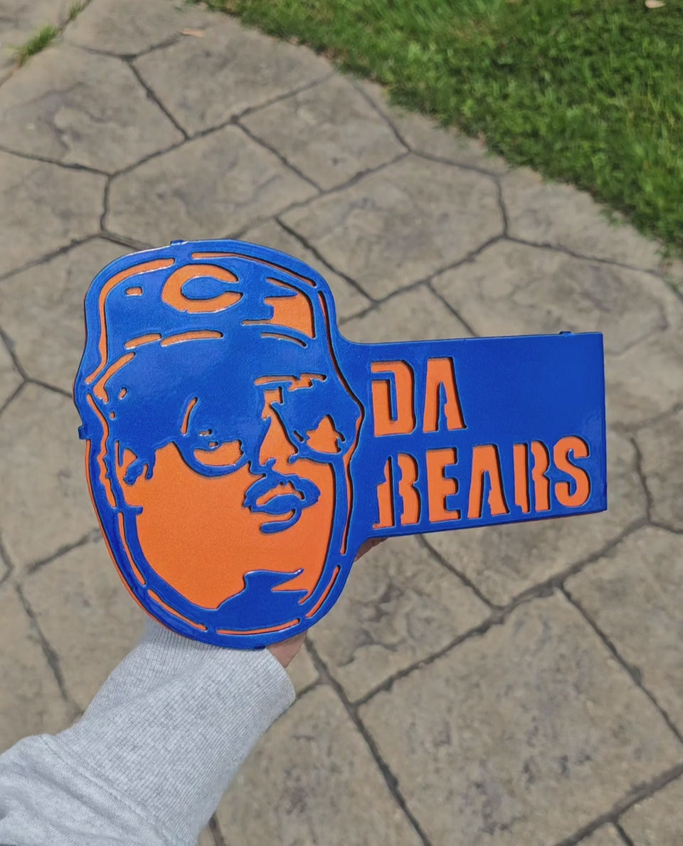 Video showing blue and orange football fan hitch cover by Elite Metalworking