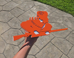 Video showing orange baseball mascot hitch cover by Elite Metalworking