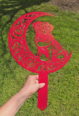 Pug Moon Garden Stake