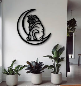 Pug Moon Metal Wall Art