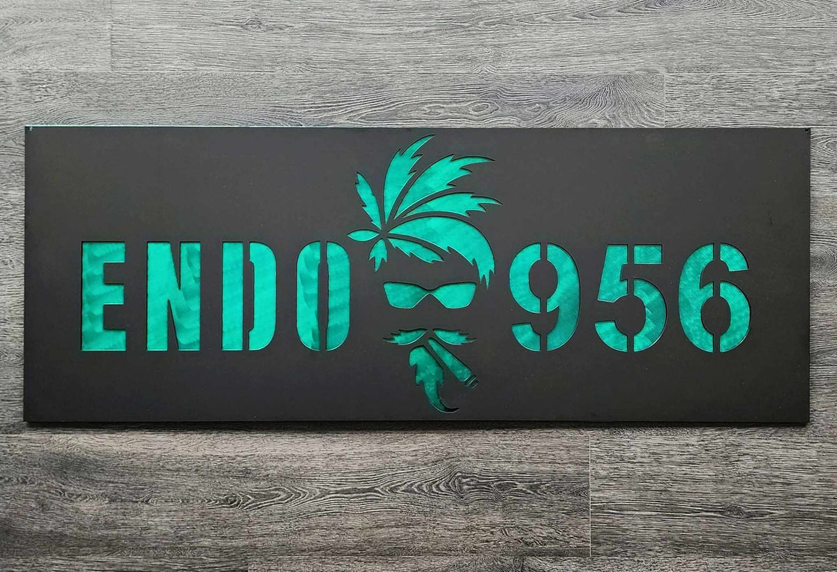 Endo 956 cannabis-themed lettering by Elite Metalworking