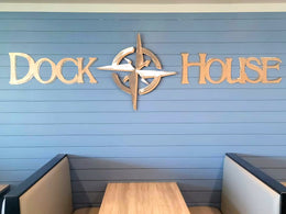 Dock House restaurant lettering on siding by Elite Metalworking