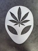 Alien Cannabis Leaf Metal Art