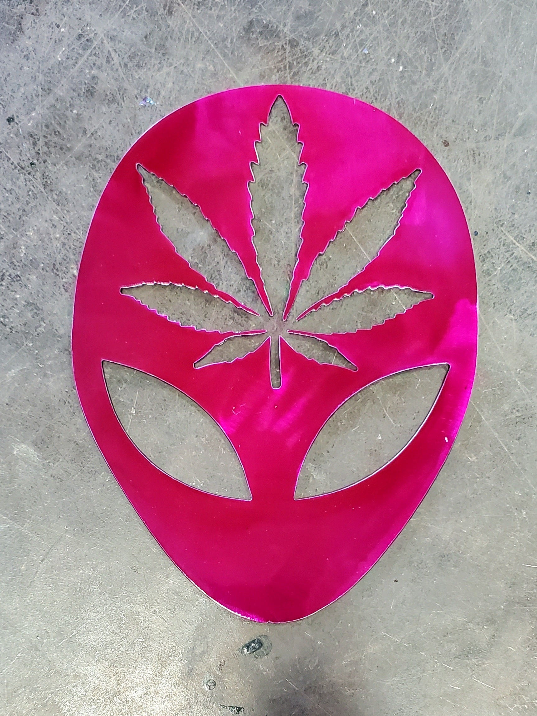 Alien Cannabis Leaf Metal Art