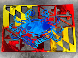 Blue Crab Maryland Flag Metal Wall Art