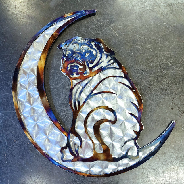 Pug Moon Metal Wall Art #1