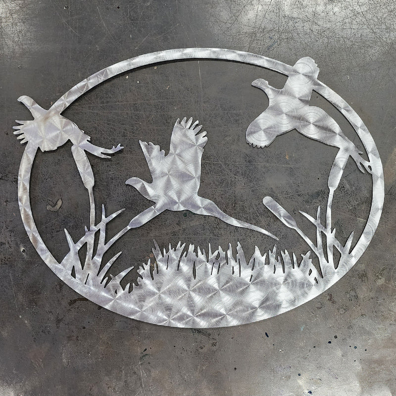 Pheasants Flushing Metal Art