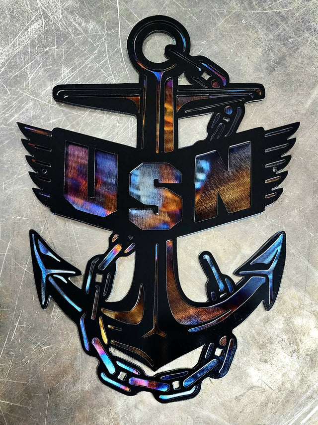 Navy Anchor Metal Wall Art
