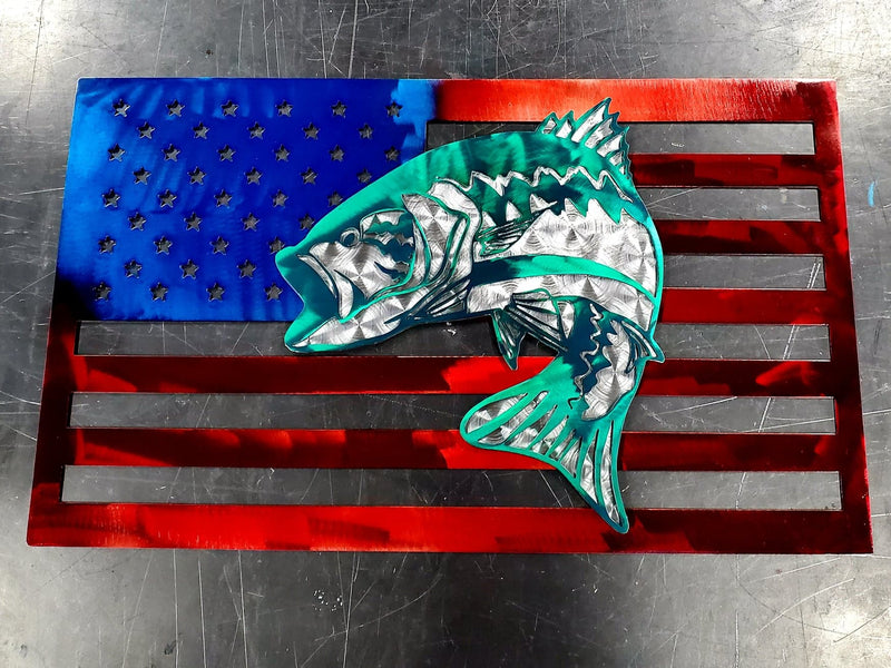 American Flag Largemouth Bass Metal Art
