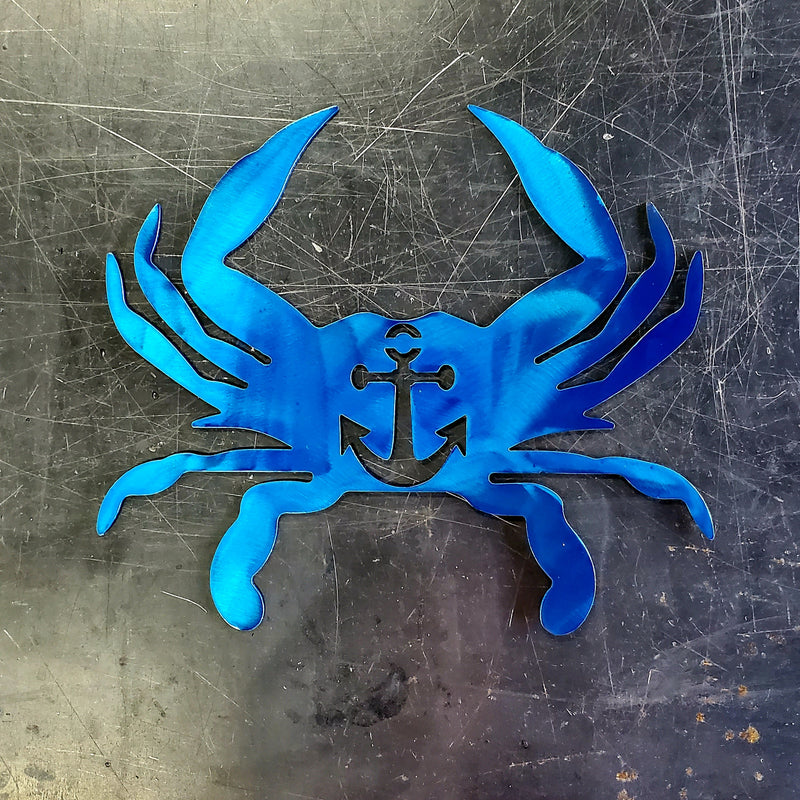 Blue Crab & Anchor Metal Art