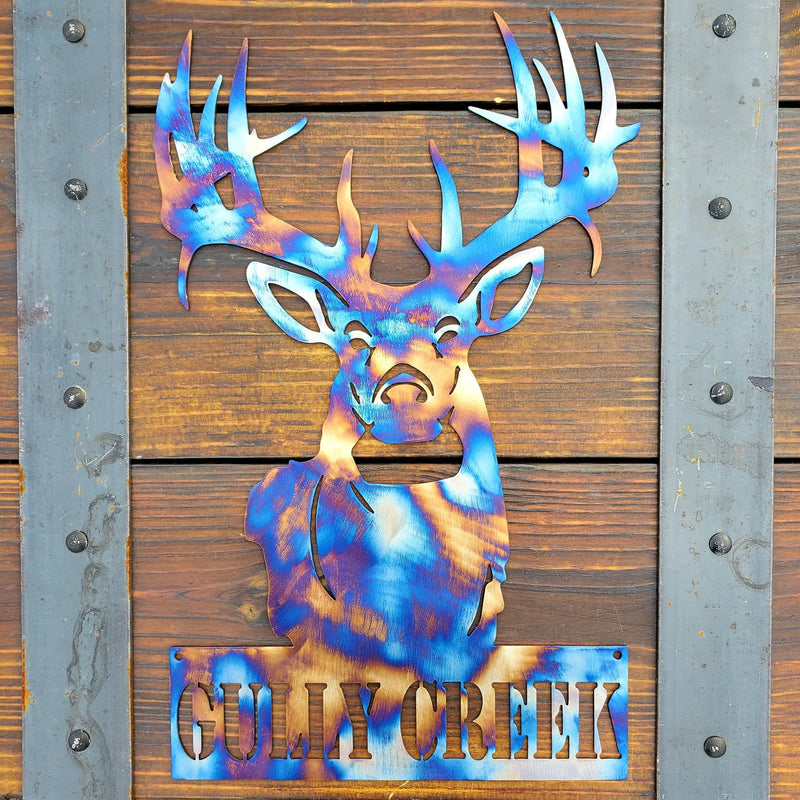 Buck Hunting Deer Metal Art Home Decor Wall Decor Fabrication Welding Welder Annapolis Maryland Custom Personalized Gift Name Address House Numbers Sign