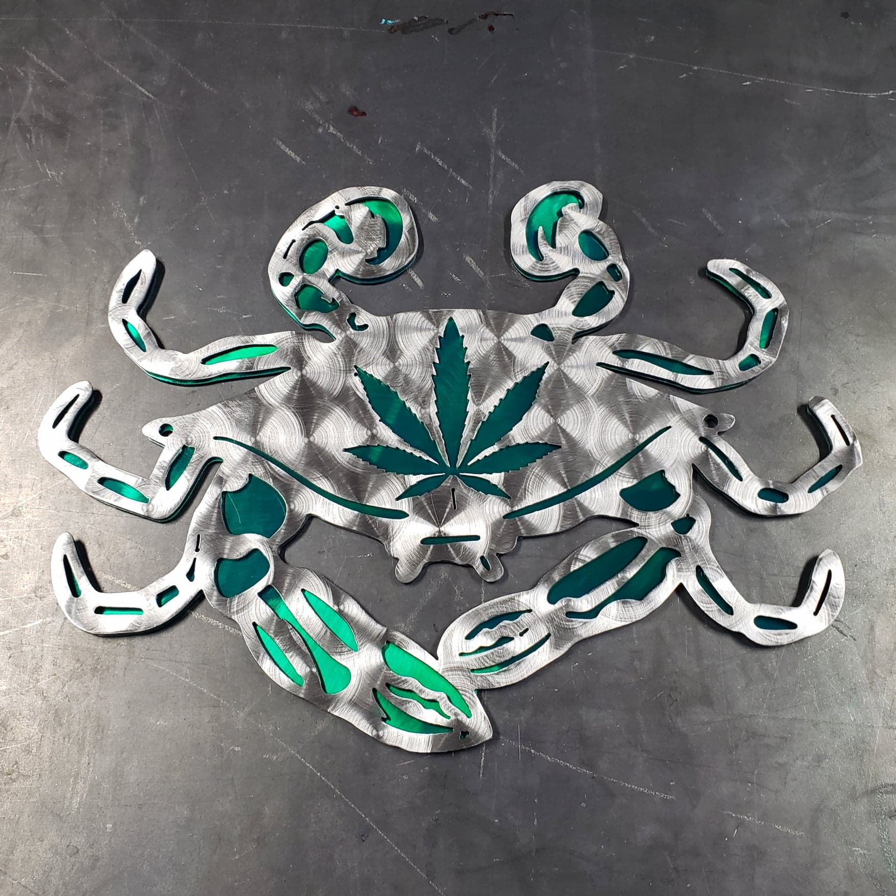 Cannabis Leaf 420 Mary Jane Crab Metal Art Home Decor Wall Decor Fabrication Welding Welder Annapolis Maryland Custom Personalized Gift