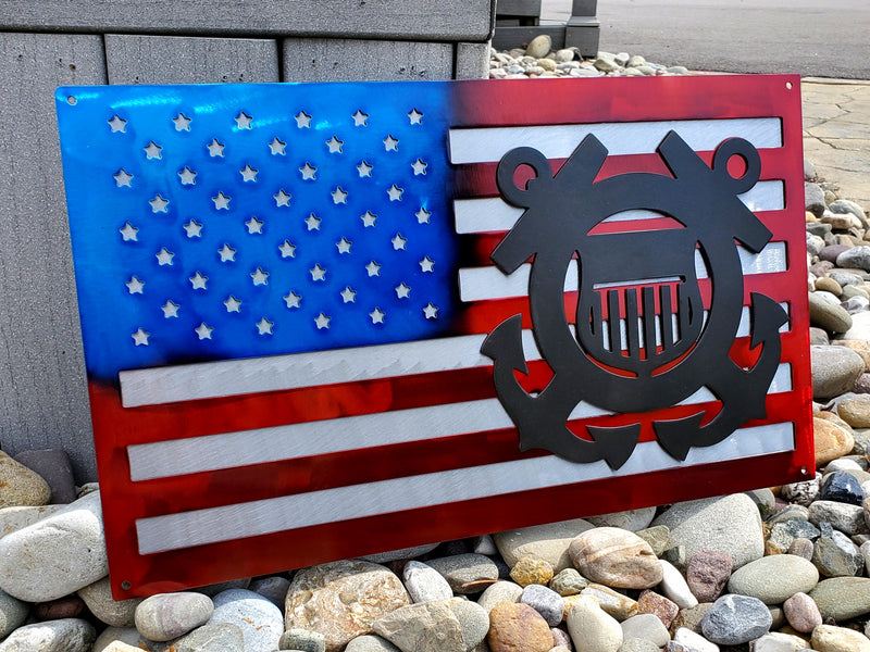 American Flag Coast Guard Metal Art