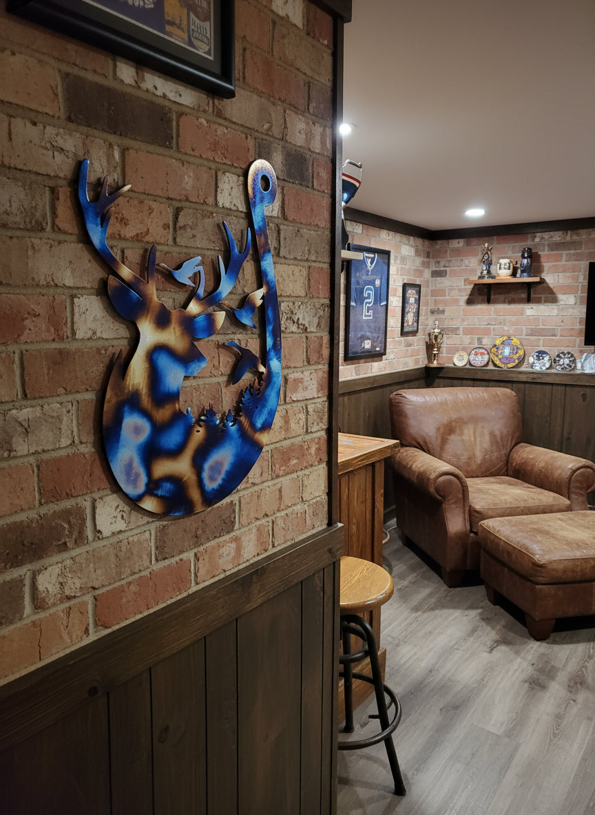 Buck Hunting Fishing Hook Geese Metal Art Home Decor Wall Decor Fabrication Welding Welder Annapolis Maryland Custom Personalized Gift