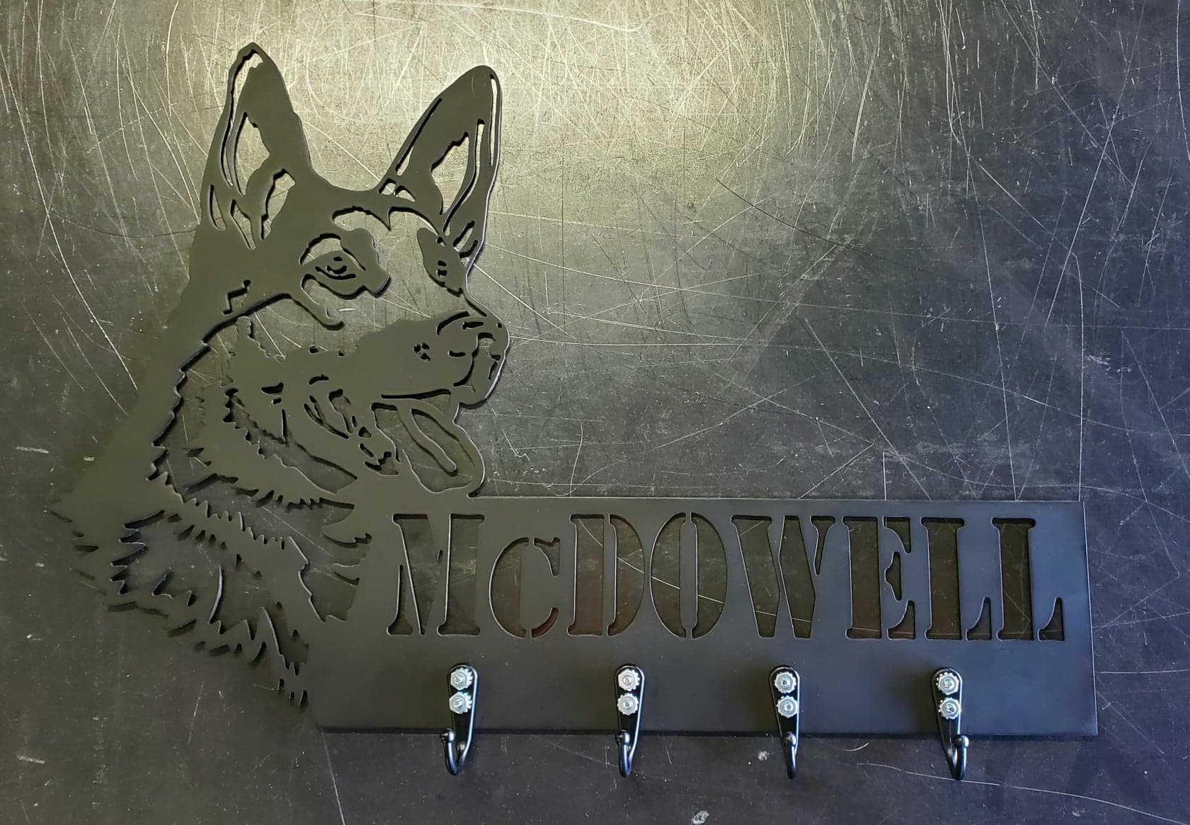 German Shepherd Personalized Key & Leash Hanger