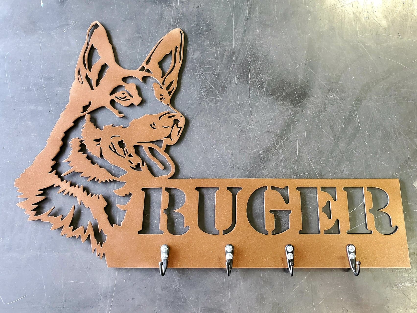 German Shepherd Personalized Key & Leash Hanger