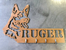 German Shepherd Personalized Key & Leash Hanger