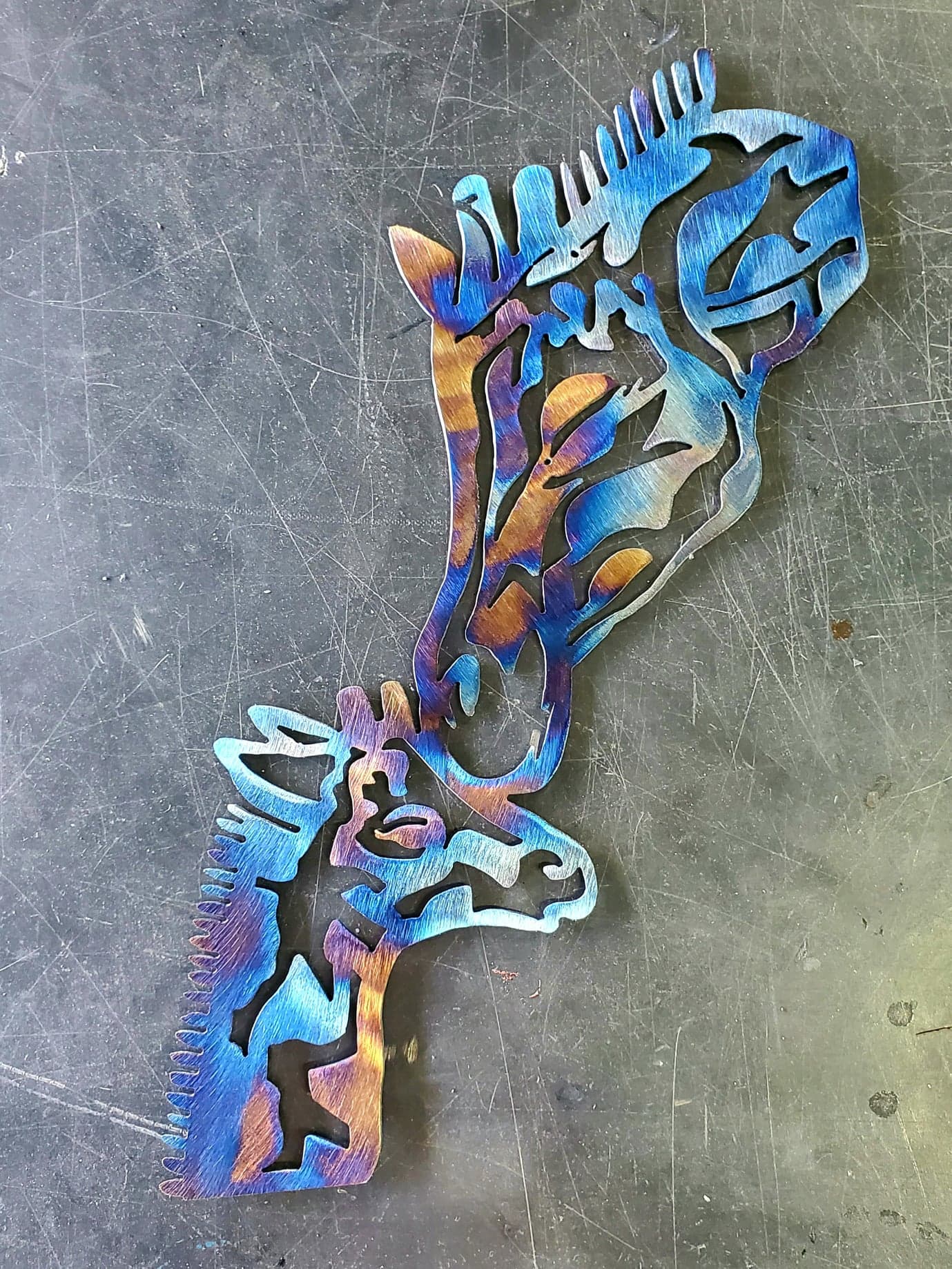 Giraffe Mom & Baby Metal Art