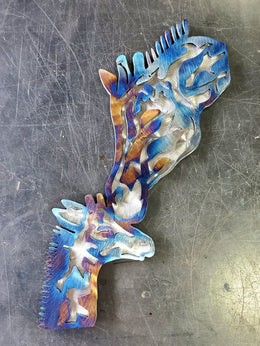 Giraffe Mom & Baby Metal Wall Art
