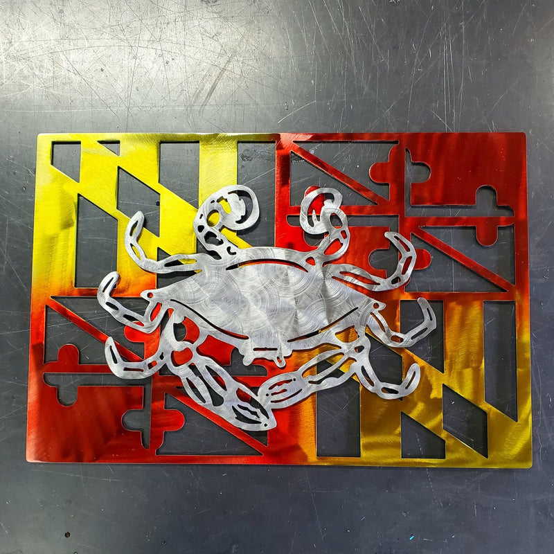 Maryland Flag Blue Crab Metal Art Home Decor Wall Decor Fabrication Welding Welder Annapolis Maryland Custom Personalized Gift