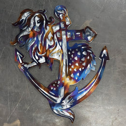 Mermaid & Anchor Metal Wall Art