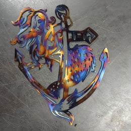 Mermaid & Anchor Metal Wall Art