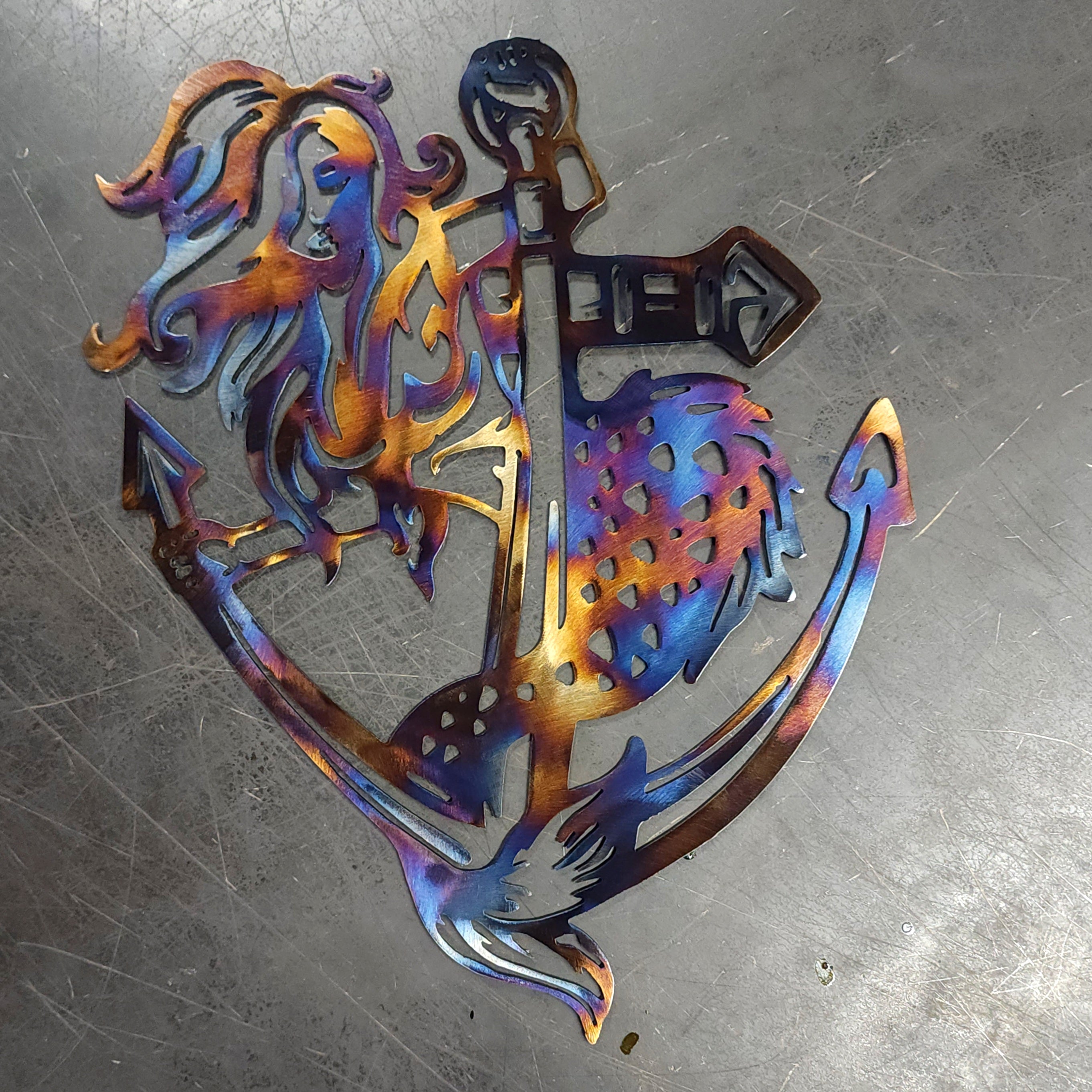 Mermaid & Anchor Metal Art