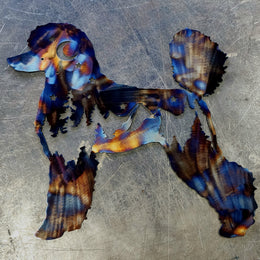 Poodle Night Scene Metal Wall Art