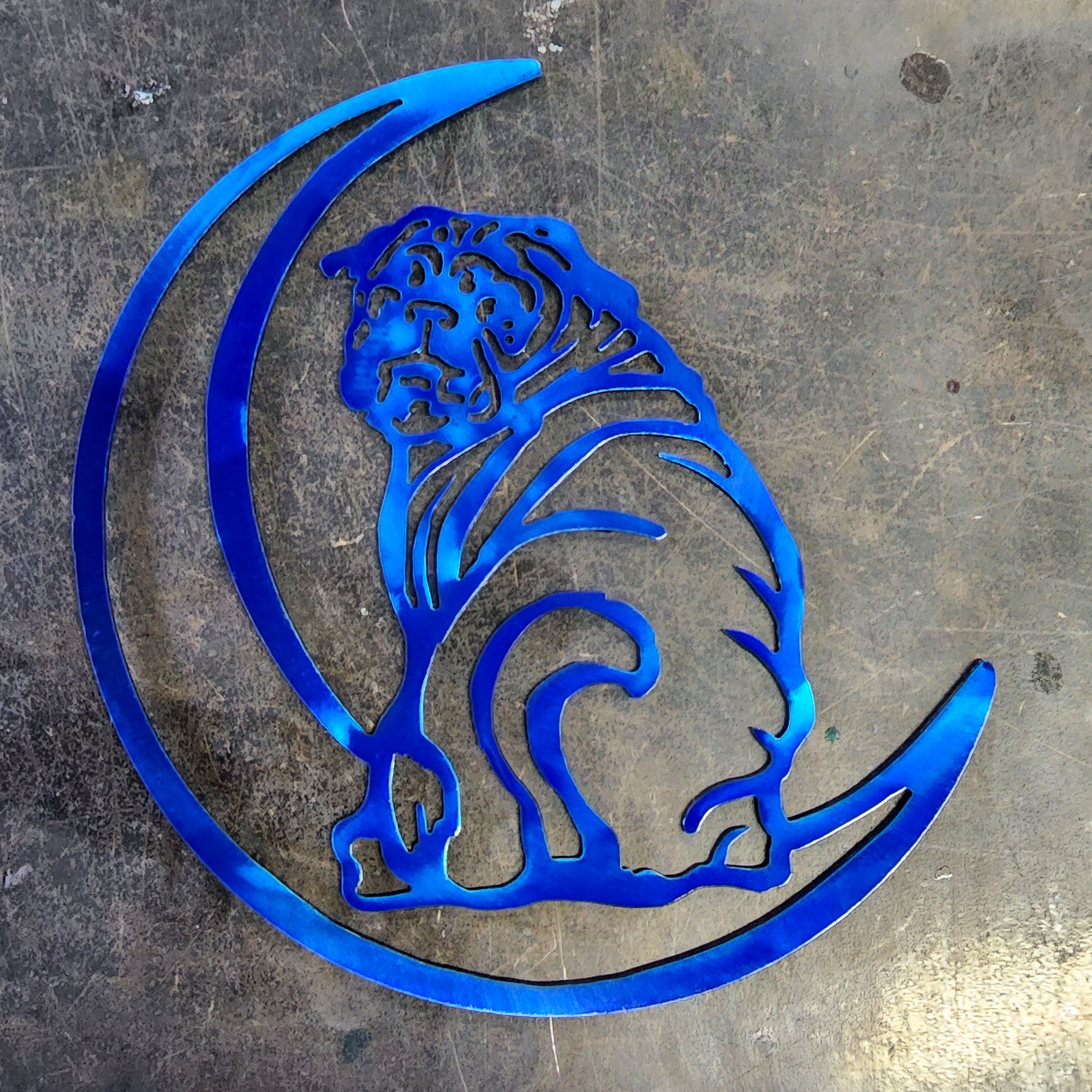 Pug "On The Moon" Metal Art