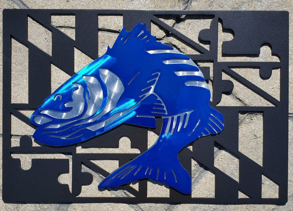 Striped Bass (Rockfish) #1 Maryland Flag Metal Art