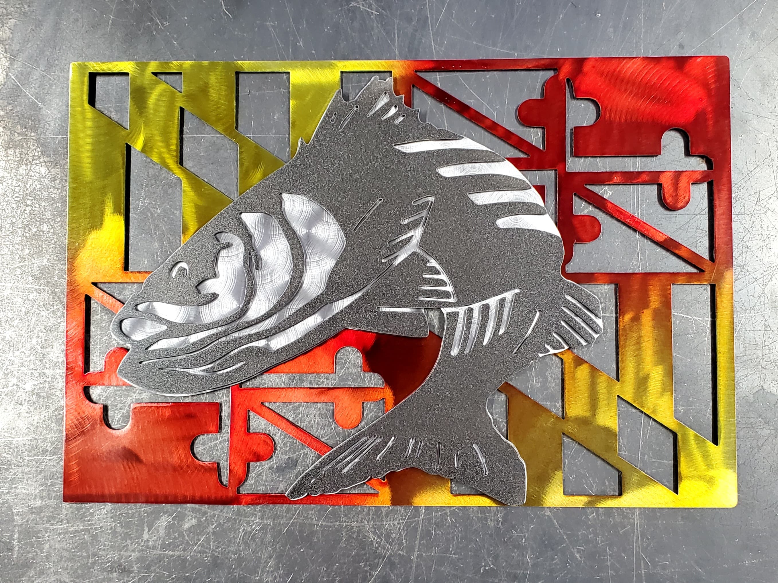 Striped Bass (Rockfish) #1 Maryland Flag Metal Art