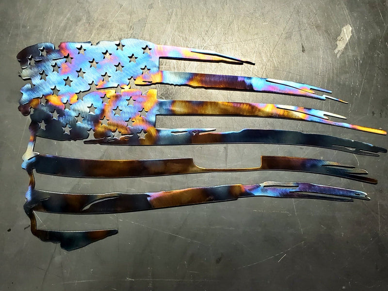 American Flag Tattered Metal Art